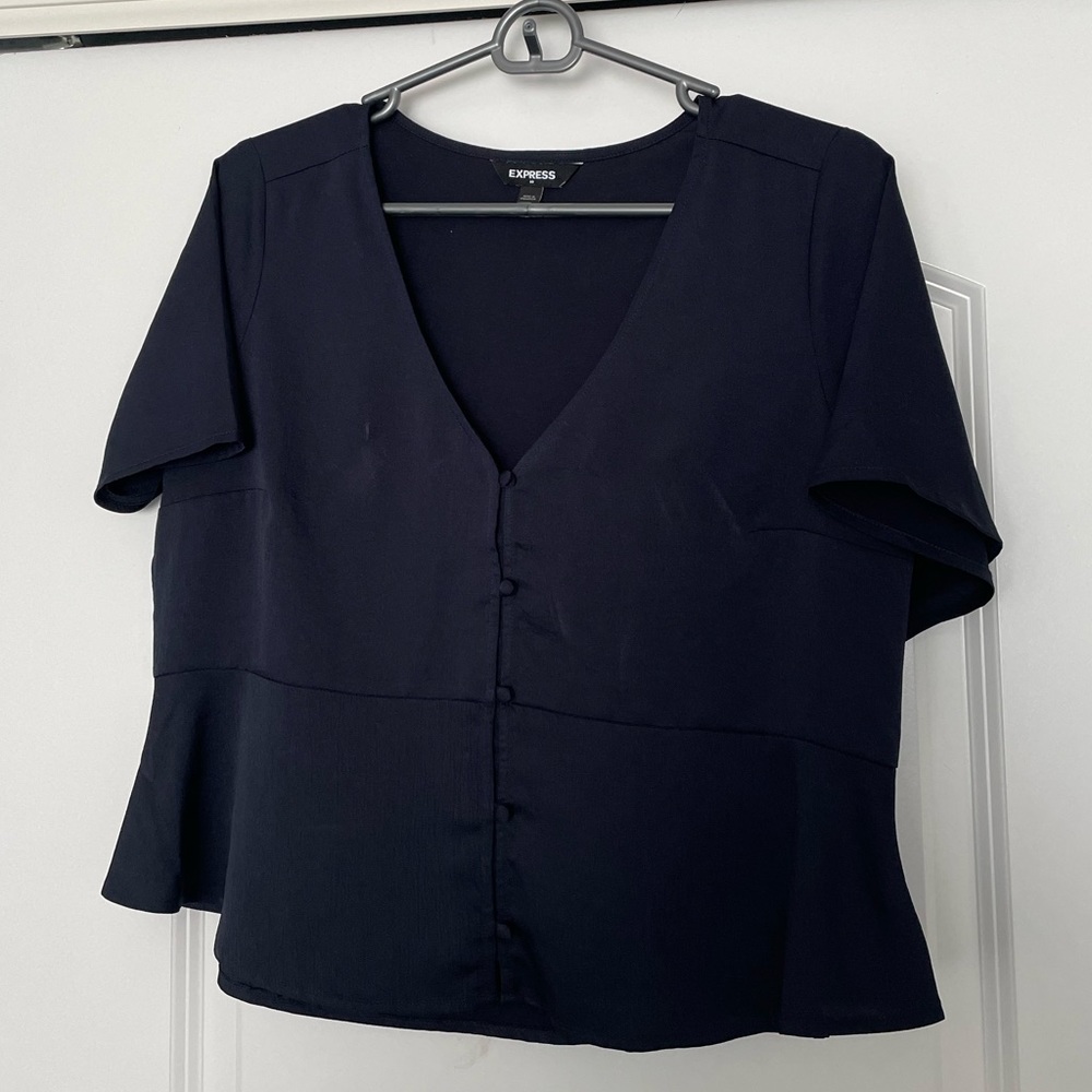 Express Short Sleeve Button Down Blouse Size S